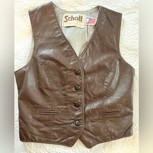 Vintage Schott NYC Sportswear Brown Leather Vest
